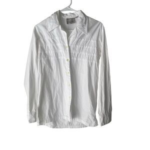 Left Coast Vintage 90s Women's Size S 100% Cotton White Long Sleeve Button Up‎